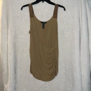Ralph Lauren ruched side, suede strap tank